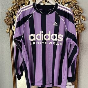 Adidas Long Sleeve Jacquard Jersey in Navy/Purple/White - Medium